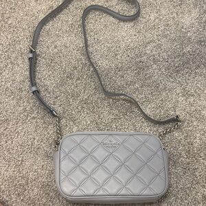 Kate Spade Light Gray Quilted Crossbody Bag